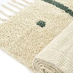 Ryijymatot - Leora Natural Cotton Shaggy (beige/vihreä)