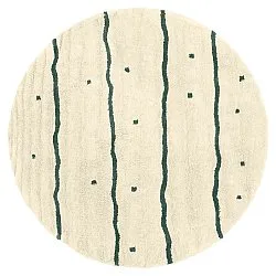 Pyöreät matot - Leora Natural Cotton Shaggy (beige/vihreä)