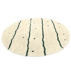 Pyöreät matot - Leora Natural Cotton Shaggy (beige/vihreä)