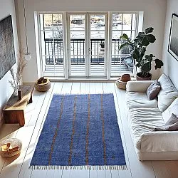 Ryijymatot - Leora Natural Cotton Shaggy (sininen/ruskea)