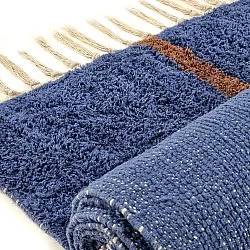 Ryijymatot - Leora Natural Cotton Shaggy (sininen/ruskea)