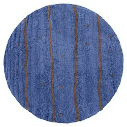 Pyöreät matot - Leora Natural Cotton Shaggy (sininen/ruskea)