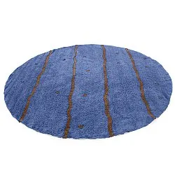 Pyöreät matot - Leora Natural Cotton Shaggy (sininen/ruskea)