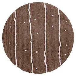 Pyöreät matot - Leora Natural Cotton Shaggy (ruskea/violetti)