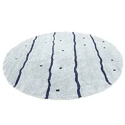 Pyöreät matot - Leora Natural Cotton Shaggy (harmaa/sininen)