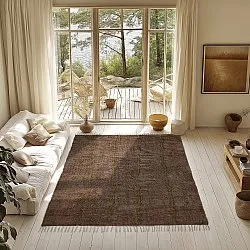 Ryijymatot - Leora Natural Cotton Shaggy (ruskea/oliivi)