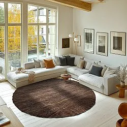 Pyöreät matot - Leora Natural Cotton Shaggy (ruskea/oliivi)