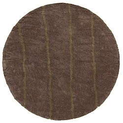 Pyöreät matot - Leora Natural Cotton Shaggy (ruskea/oliivi)