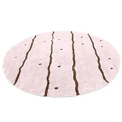 Pyöreät matot - Leora Natural Cotton Shaggy (pinkki/ruskea)