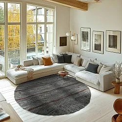 Pyöreät matot - Leora Natural Cotton Shaggy (musta/ruskea)