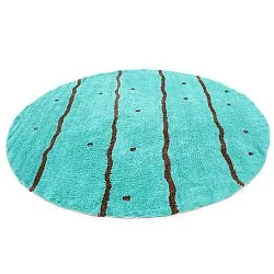 Pyöreät matot - Leora Natural Cotton Shaggy (turkoosi/ruskea)