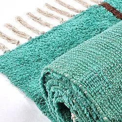 Ryijymatot - Leora Natural Cotton Shaggy (turkoosi/ruskea)