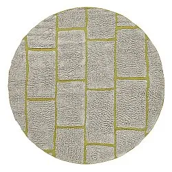 Pyöreä matot - Lindley Natural Cotton Shaggy (greige/vihreä)