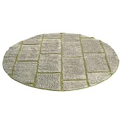 Pyöreä matot - Lindley Natural Cotton Shaggy (greige/vihreä)