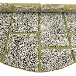 Pyöreä matot - Lindley Natural Cotton Shaggy (greige/vihreä)
