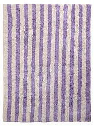 Ryijymatot - Thira Stripe Cotton Shaggy (kerma/vaalea violetti)