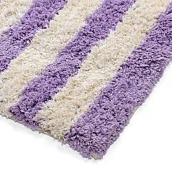 Ryijymatot - Thira Stripe Cotton Shaggy (kerma/vaalea violetti)