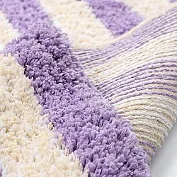 Ryijymatot - Thira Stripe Cotton Shaggy (kerma/vaalea violetti)