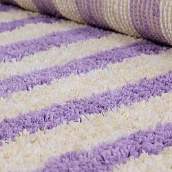 Ryijymatot - Thira Stripe Cotton Shaggy (kerma/vaalea violetti)