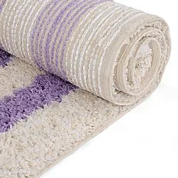 Ryijymatot - Thira Stripe Cotton Shaggy (kerma/vaalea violetti)