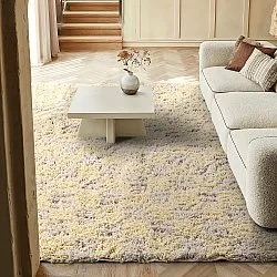 Ryijymatot - Methoni Check Cotton Shaggy (kerma/vaaleankeltainen)