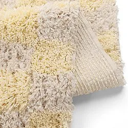 Ryijymatot - Methoni Check Cotton Shaggy (kerma/vaaleankeltainen)