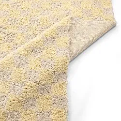 Ryijymatot - Methoni Check Cotton Shaggy (kerma/vaaleankeltainen)
