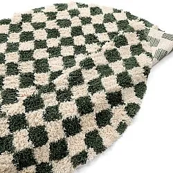 Pyöreät matot - Methoni Check Cotton Shaggy (kerma/vihreä)