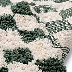 Ryijymatot - Methoni Check Cotton Shaggy (kerma/vihreä)