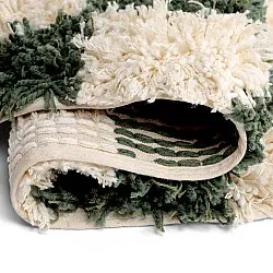 Pyöreät matot - Methoni Check Cotton Shaggy (kerma/vihreä)