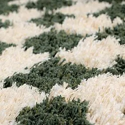 Pyöreät matot - Methoni Check Cotton Shaggy (kerma/vihreä)