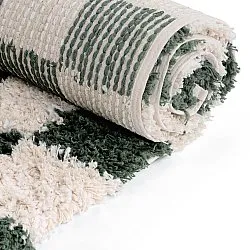 Ryijymatot - Methoni Check Cotton Shaggy (kerma/vihreä)