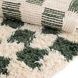 Pyöreät matot - Methoni Check Cotton Shaggy (kerma/vihreä)