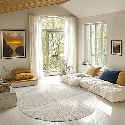 Pyöreät matot - Rani Natural Cotton Shaggy (luonnonvalkoinen)