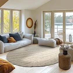 Pyöreät matot - Sivia Natural Cotton Shaggy (beige)