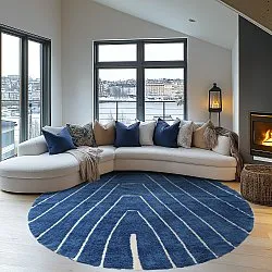 Pyöreät matot - Sivia Natural Cotton Shaggy (sininen)