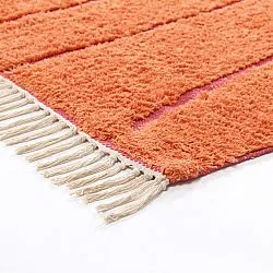 Ryijymatot - Sivia Natural Cotton Shaggy (punainen/oranssi)