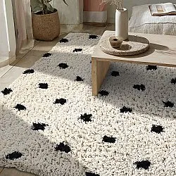 Ryijymatot - Soria Natural Cotton Shaggy (luonnonvalkoinen/musta)