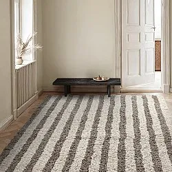 Ryijymatot - Thira Stripe Cotton Shaggy (kerma/taupe)
