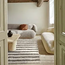 Ryijymatot - Thira Stripe Cotton Shaggy (kerma/taupe)