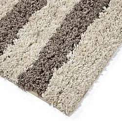 Ryijymatot - Thira Stripe Cotton Shaggy (kerma/taupe)