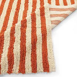Ryijymatot - Thira Stripe Cotton Shaggy (vaaleankeltainen/vaalea oranssi)