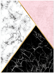 Wilton-matto - Savino (musta/valkoinen/vaaleanpunainen)