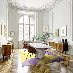 Wilton-matto - Leiden (keltainen/violetti)