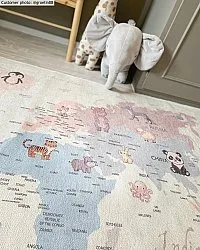 Lastenmatto - Animal Map (beige)