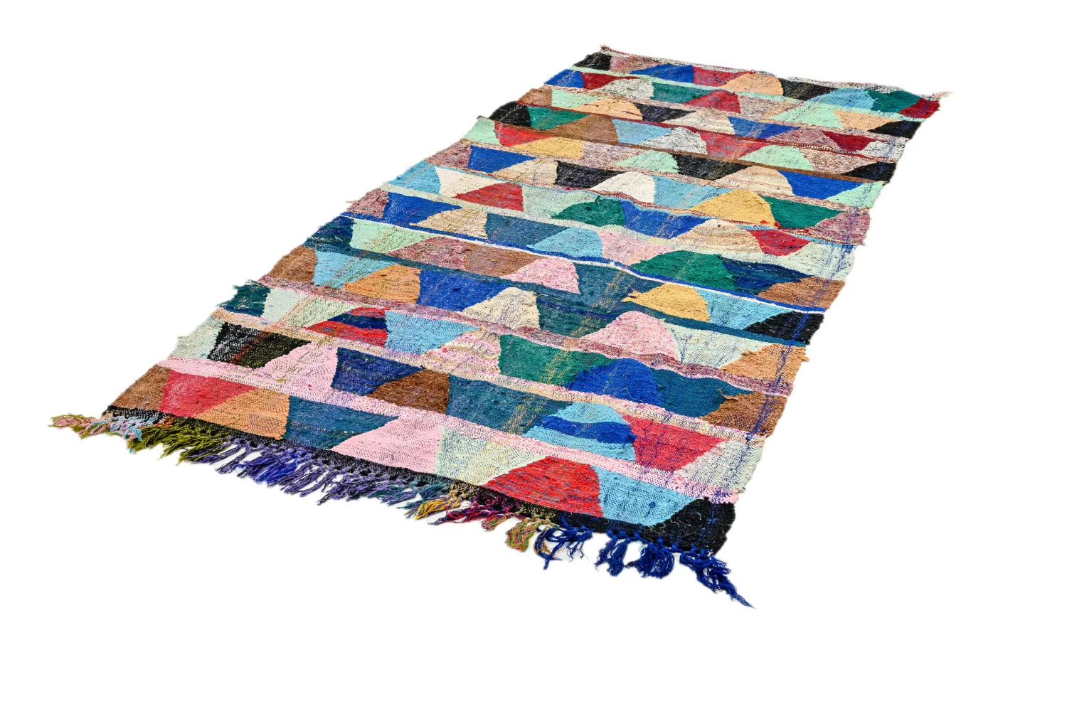 Marokkolainen Kilim matto Boucherouite 140 x 290 cm