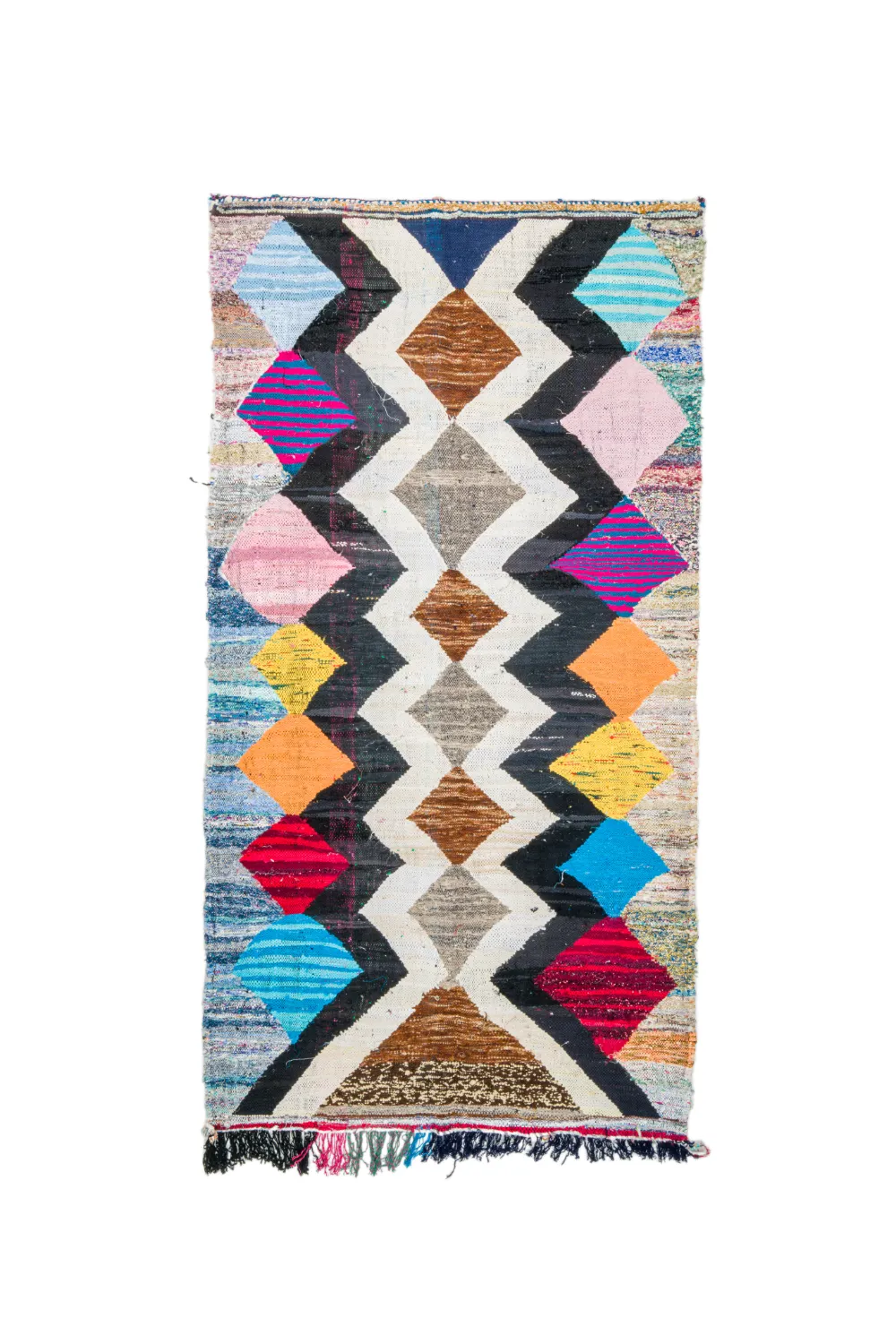 Marokkolainen Kilim matto Boucherouite 140 x 270 cm
