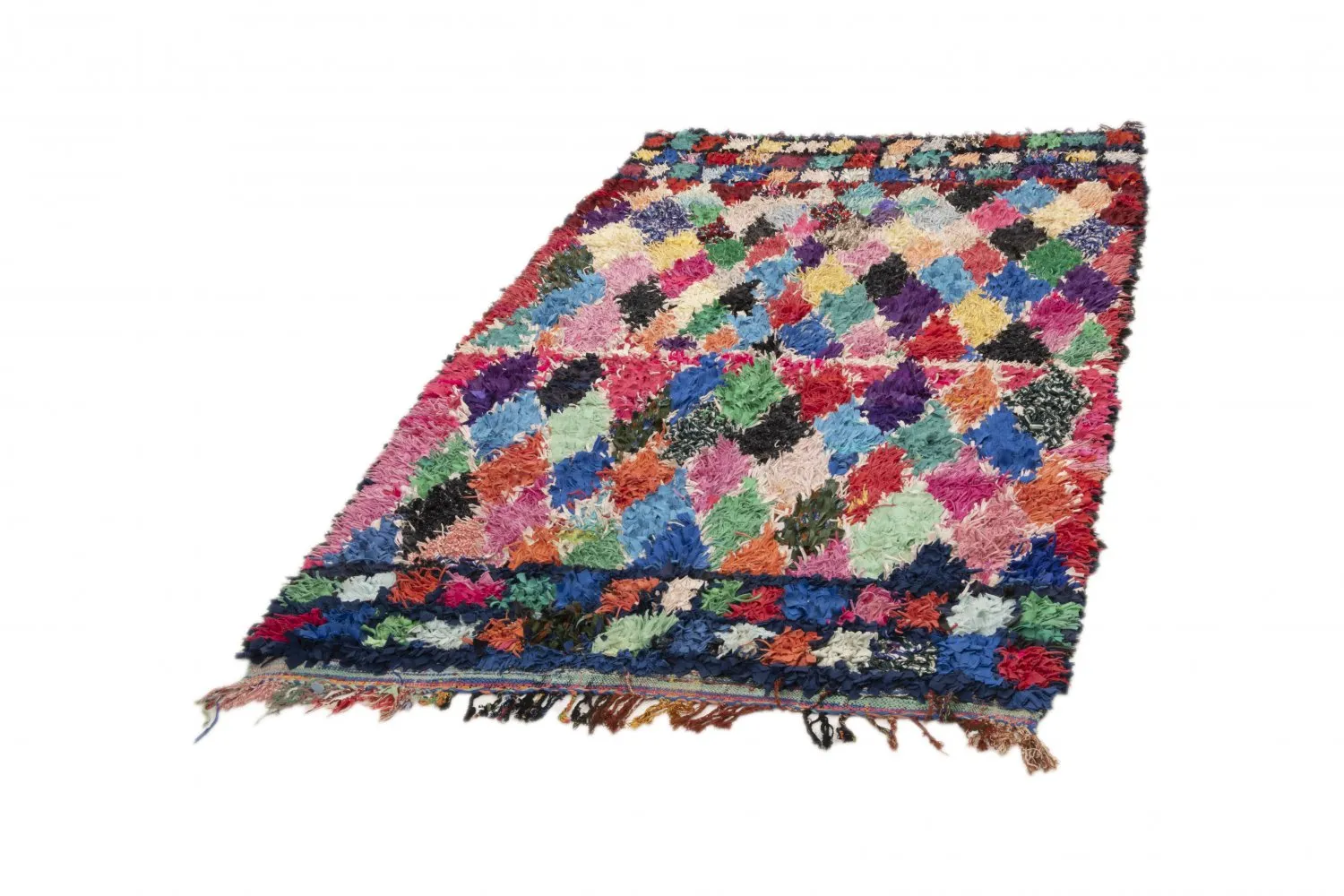 Marokkolainen Kilim matto Boucherouite 250 x 140 cm