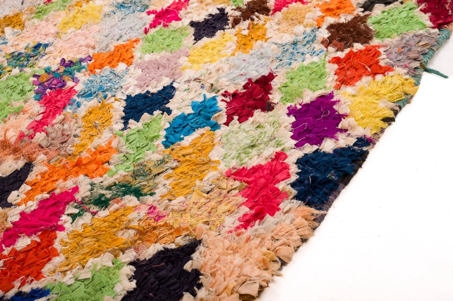 Marokkolainen Kilim matto Boucherouite 120 x 335 cm