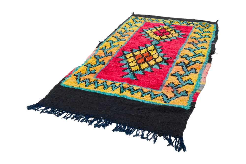 Marokkolainen Kilim matto Boucherouite 260 x 135 cm